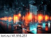 Abstract cubes with light coming out of them,Generative AI. Стоковое AI-изображение, AI-художник Анна Кривицкая / Фотобанк Лори