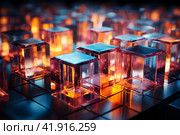 Abstract cubes with light coming out of them,Generative AI. Стоковое AI-изображение, AI-художник Анна Кривицкая / Фотобанк Лори