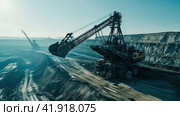 Large dragline excavator in quarry. Стоковое AI-изображение, AI-художник Кирилл Черезов / Фотобанк Лори