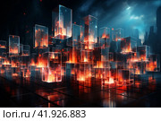 Abstract cubes with light coming out of them,Generative AI. Стоковое AI-изображение, AI-художник Анна Кривицкая / Фотобанк Лори