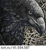 Viking crow and ornamentGenerative AI. Стоковое AI-изображение, AI-художник Анна Кривицкая / Фотобанк Лори