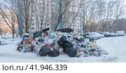 Огромные кучи мусора своевременно не вывезенные на полигон (2024 год). Стоковое фото, фотограф Владимир Чинин / Фотобанк Лори