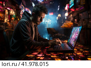 Teenager playing computer game gambling addiction, addiction  Generative AI. Стоковое AI-изображение, AI-художник Анна Кривицкая / Фотобанк Лори