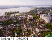 Aerial view of Voronezh on banks of river. Стоковое фото, фотограф Яков Филимонов / Фотобанк Лори