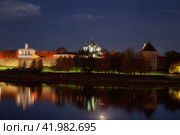 Novgorod Kremlin at night (2022 год). Стоковое фото, фотограф Юлия Бабкина / Фотобанк Лори