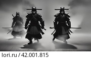 Samurai in Uniform: The Embodiment of Military Prowess. Стоковое AI-видео, аниматор Юрий Поздников / Фотобанк Лори