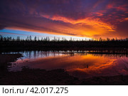 сказочный закат на реке в Сибири. Стоковое фото, фотограф Данил Хусаинов / Фотобанк Лори
