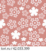 Seamless abstract Christmas pattern of snowflakes, ice flakes xmas background. Стоковая иллюстрация, иллюстратор Iva Noel / Фотобанк Лори