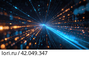 Luminous Digital Code Transmission Lines. Стоковое AI-изображение, AI-художник Кирилл Черезов / Фотобанк Лори