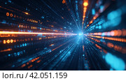 Luminous Digital Code Transmission Lines. Стоковое AI-изображение, AI-художник Кирилл Черезов / Фотобанк Лори