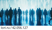 A banner with silhouettes in a blurred form, stretching into the distance on a uniform background. The concept of personality in modern society. Generative by Ai. Стоковое AI-изображение, AI-художник Ярославский Максим / Фотобанк Лори