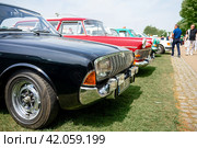 WERDER (HAVEL), GERMANY - MAY 20, 2023: The mid-size car Ford Taunus 20M P5. Oldtimer - Festival Werder Classics 2023. Редакционное фото, фотограф Sergey Kohl / Фотобанк Лори