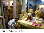 Священническая хиротония Олега Мухина в алтаре Преображенского кафедрального собора Балашихи (2024 год). Редакционное фото, фотограф Дмитрий Неумоин / Фотобанк Лори