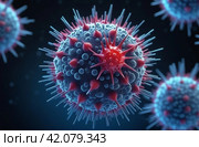 A close up of a virus that has been infected, AI. Стоковое AI-изображение, AI-художник Терехова Марина / Фотобанк Лори