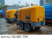 Mobile Compressor for Construction. Стоковое AI-изображение, AI-художник Юрий Поздников / Фотобанк Лори