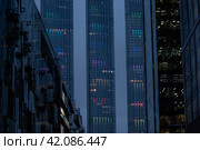 Вид на три башни МФК Capital Towers из Москва-Сити (2024 год). Редакционное фото, фотограф Сайганов Александр / Фотобанк Лори