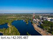 Разлив реки Мухавец в городе Брест, Беларусь. Стоковое фото, фотограф Александр Салук / Фотобанк Лори