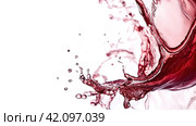 Splash of red wine on white background. Стоковое AI-изображение, AI-художник Кирилл Черезов / Фотобанк Лори