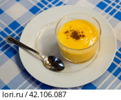 Natillas, typical dessert made of milk, eggs and sugar. Spain. Стоковое фото, фотограф Яков Филимонов / Фотобанк Лори