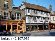 Medieval timber-framed building on the Bridge street. Cambridge. Cambridgeshire. United Kingdom (2010 год). Редакционное фото, фотограф Сергей Пристяжнюк (Serg Zastavkin) / Фотобанк Лори
