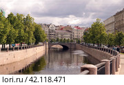 Санкт-Петербург. Река Карповка, вид на Силин  мост (2023 год). Редакционное фото, фотограф EgleKa / Фотобанк Лори