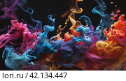 Multicolor powder explosion on black background. Стоковое AI-видео, аниматор Виктория Кольцова / Фотобанк Лори