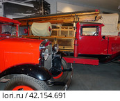 Пожарная машина ПМГ-1 на базе ГАЗ-АА, 1932, Московский автосборочный завод им. КИМ. Музей автомобильной техники. Верхняя Пышма, Россия (2020 год). Редакционное фото, фотограф Сергей Елизарьев / Фотобанк Лори