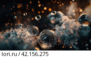 Abstract Glass Balls Shatter When Collided. Стоковое AI-изображение, AI-художник Кирилл Черезов / Фотобанк Лори