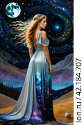 Space woman concept connection with the universe, subconscious. Стоковое AI-изображение, AI-художник Наталья Симакова / Фотобанк Лори
