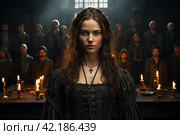 Medieval witch trial,Generative AI. Стоковое AI-изображение, AI-художник Анна Кривицкая / Фотобанк Лори