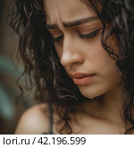Beautiful woman crying out of anguish. Стоковое AI-изображение, AI-художник Кирилл Черезов / Фотобанк Лори