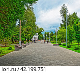 Аллея в Нагорном парке на берегу реки Обь. Город Барнаул. Алтайский край (2023 год). Редакционное фото, фотограф Макаров Алексей / Фотобанк Лори