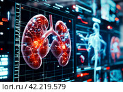 Futuristic Renal Diagnostics Interface. Стоковое AI-изображение, AI-художник Margarita Davchenko / Фотобанк Лори