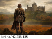 Scot man culture scottish castle. Generate Ai. Стоковое AI-изображение, AI-художник Иван Рябоконь / Фотобанк Лори