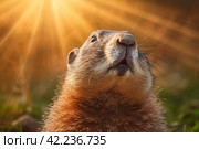 Groundhog animal. Generate Ai. Стоковое AI-изображение, AI-художник Иван Рябоконь / Фотобанк Лори
