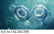Cell division process, micro. Стоковое AI-изображение, AI-художник Кирилл Черезов / Фотобанк Лори