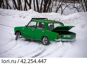 The sports car of the famous drifter in Russia Vorobyov Fedor at winter training. Kuryanovo. Moscow. 23.02.2024. Редакционное фото, фотограф Ярославский Максим / Фотобанк Лори
