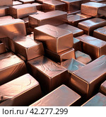 Background of copper ingots. Extractive industry. Стоковое AI-изображение, AI-художник Евгений Ткачёв / Фотобанк Лори