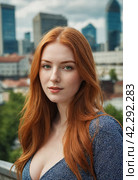 Close-up portrait of a young beautiful woman. Generative AI. Стоковое AI-изображение, AI-художник Андрей Аркуша / Фотобанк Лори