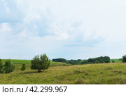 Rural landscape with small ravines in cloudy weather. Стоковое фото, фотограф Сергей Чайко / Фотобанк Лори