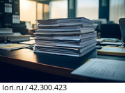 Stack of paper files. Стоковое AI-изображение, AI-художник Ирина Старикова / Фотобанк Лори