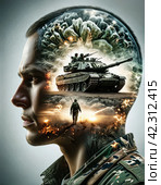 Память. Воспоминания о пережитом на войне. Memory. Memories of the experiences of the war. Стоковое AI-изображение, AI-художник Гер Олег / Фотобанк Лори