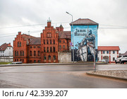 Тевтонский замок Тапиау. Вид с восточной стороны, с улицы Дзержинского. Гвардейск, Калининградская область (2023 год). Редакционное фото, фотограф Сергей Афанасьев / Фотобанк Лори