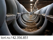 Labor-intensive Pipes installing concrete tunnel. Generate Ai. Стоковое AI-изображение, AI-художник Иван Рябоконь / Фотобанк Лори