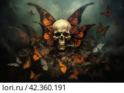 Mysterious Skull butterfly. Generate Ai. Стоковое AI-изображение, AI-художник Иван Рябоконь / Фотобанк Лори