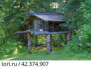 Охотничий лабаз. Этнографический парк-музей "Tорум Маа". Ханты-Мансийск, ХМАО (2021 год). Редакционное фото, фотограф Алексей Иванов / Фотобанк Лори