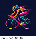 Логотип Cycling в стиле хай-тек. Футуристический дизайн с плавными линиями и яркими цветами. Передает дух технологий и спорта. Стоковая иллюстрация, иллюстратор Карпенко Алексей / Фотобанк Лори