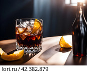 Cocktail vodka with coffee liqueur on sunny background. Стоковое AI-изображение, AI-художник Наталья Симакова / Фотобанк Лори