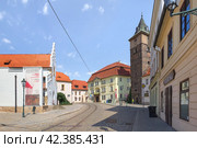 Prazska street in Pilsen. Czech Republic (2018 год). Редакционное фото, фотограф Belikart / Фотобанк Лори