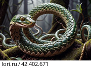 Boa constrictor close-up. Стоковое AI-изображение, AI-художник RamA / Фотобанк Лори